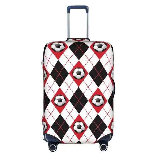Unisex nan elastic luggage cover with football argyle pattern, tear-resistant stretch cover for trolley with handle and wheel openings Bowlift