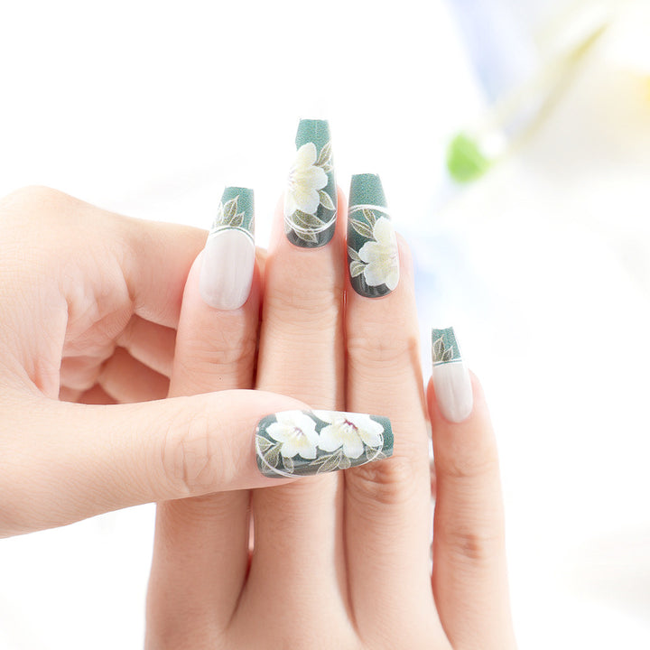 Artistic Floral Press-On Nail Set Bowlift