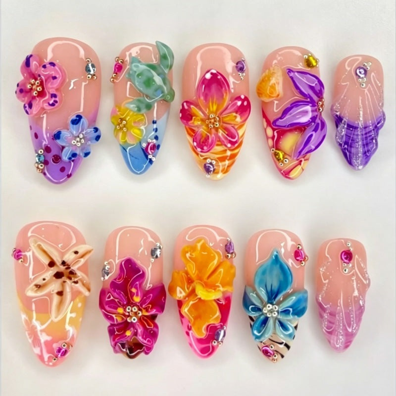 Creative Floral Embellished Press-On Nail Collection Bowlift