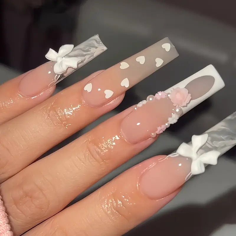 Decorative Long Sculpted Nail Art Extensions Bowlift
