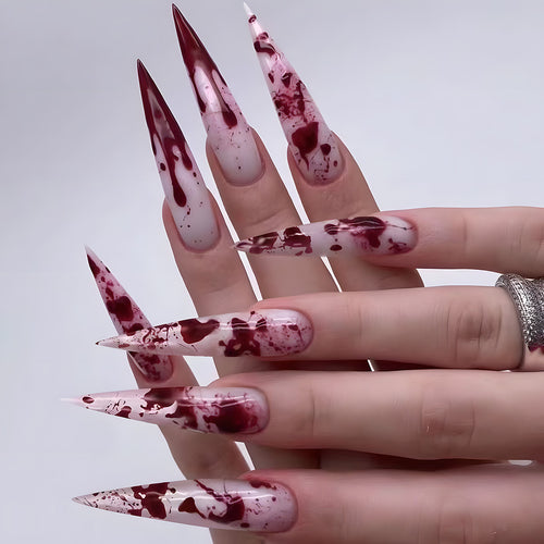 Gothic Blood-Drip Stiletto Nails Bowlift