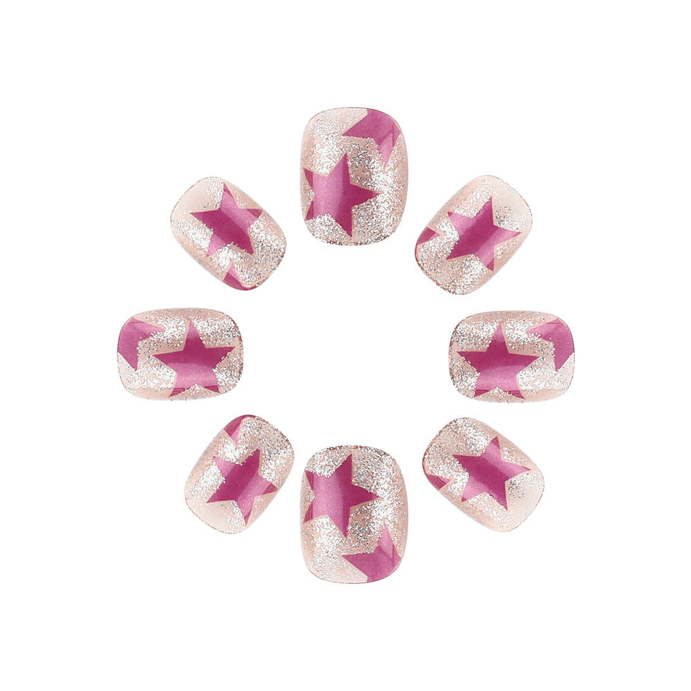 Artistic Press-On Nails with Star and Glitter Design Bowlift
