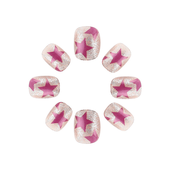 Artistic Press-On Nails with Star and Glitter Design Bowlift