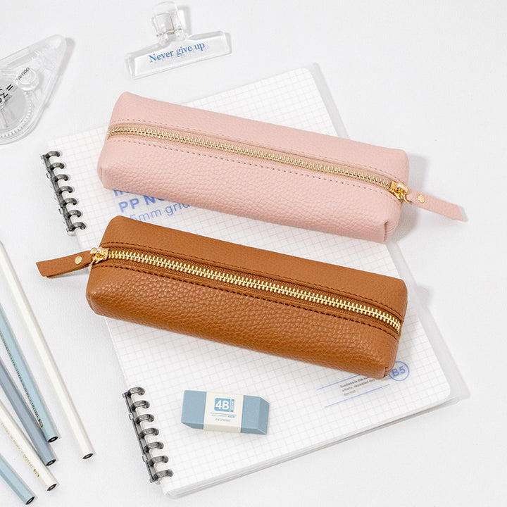 Premium Leather Zippered Pencil Case Bowlift