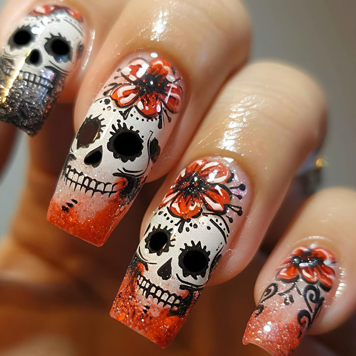 Art Nails in Creative Skull Design Bowlift