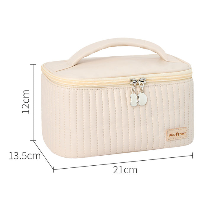 Elegant Quilted Makeup Storage Case Bowlift