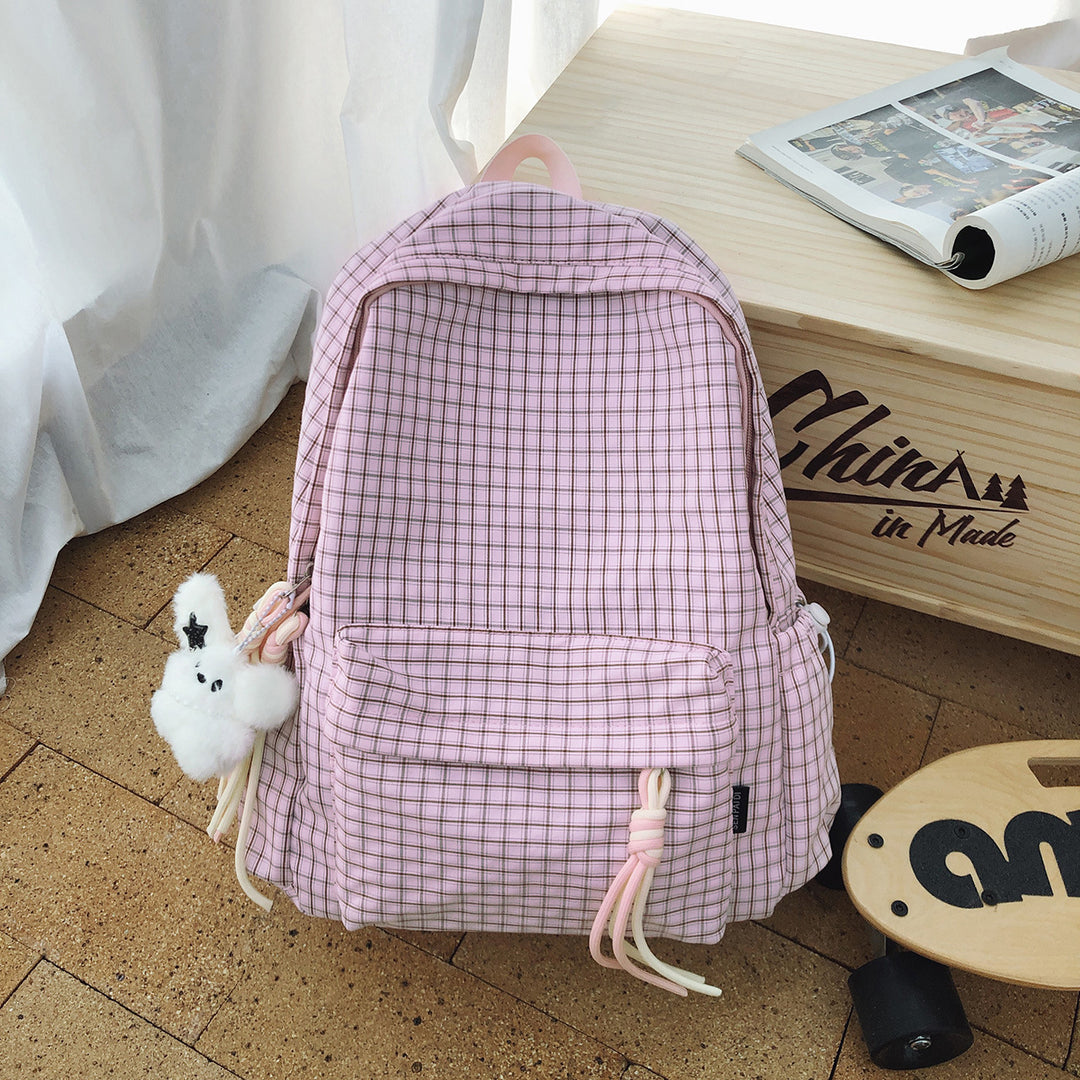 Checked Pattern Canvas Backpack