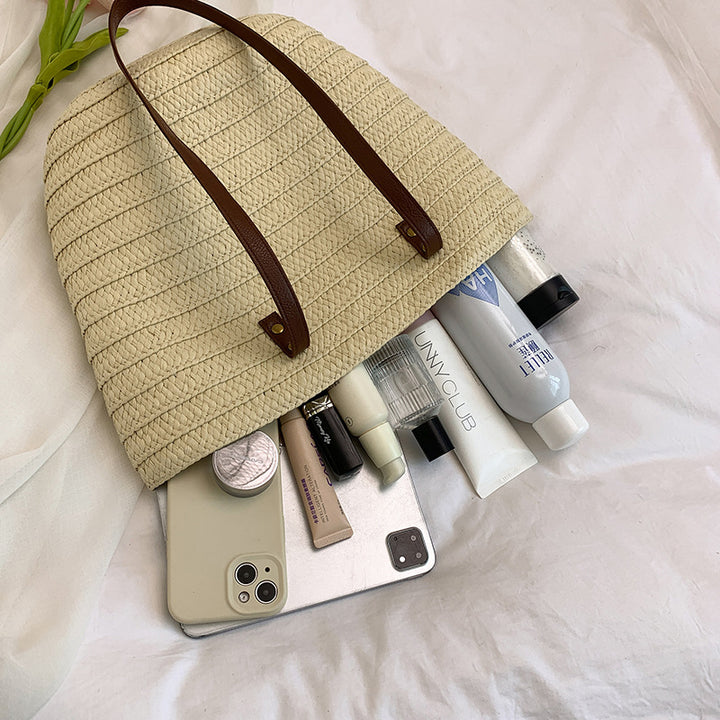 Woven Straw Beach Tote Bag