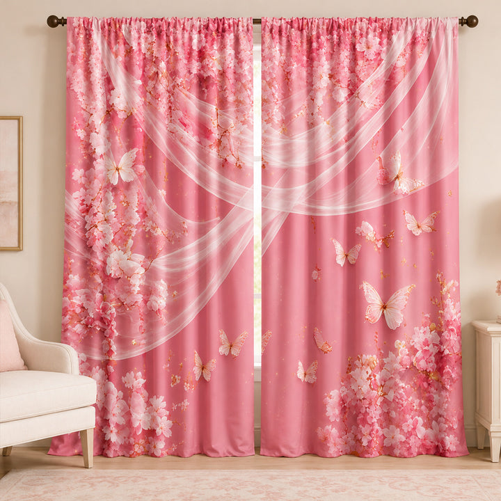 Floral Patterned Window Curtains