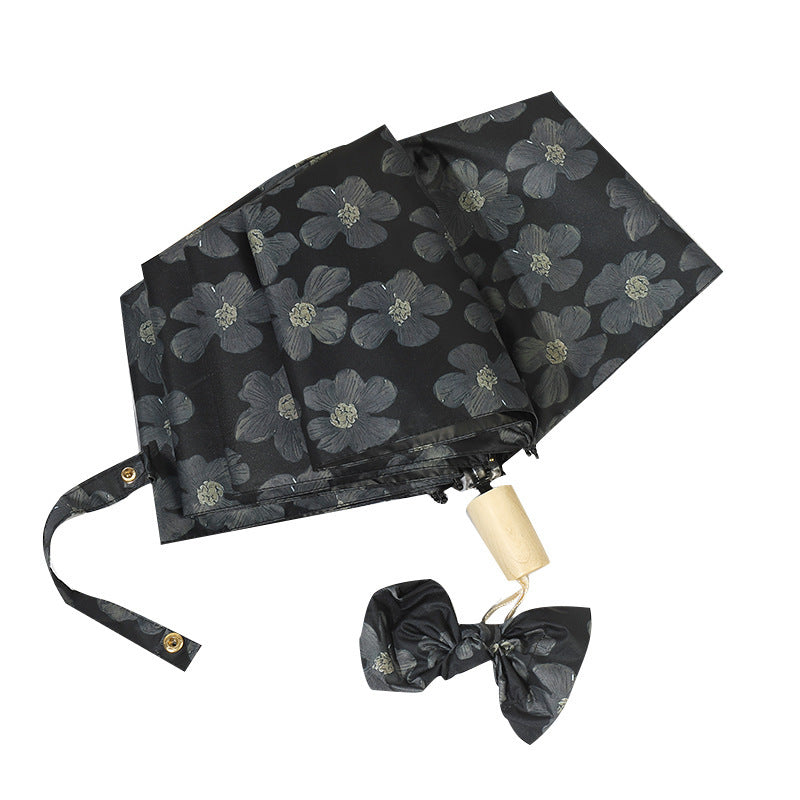 Ladies Mini Folding Umbrella with Elegant Floral Print Bowlift