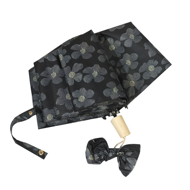 Ladies Mini Folding Umbrella with Elegant Floral Print Bowlift