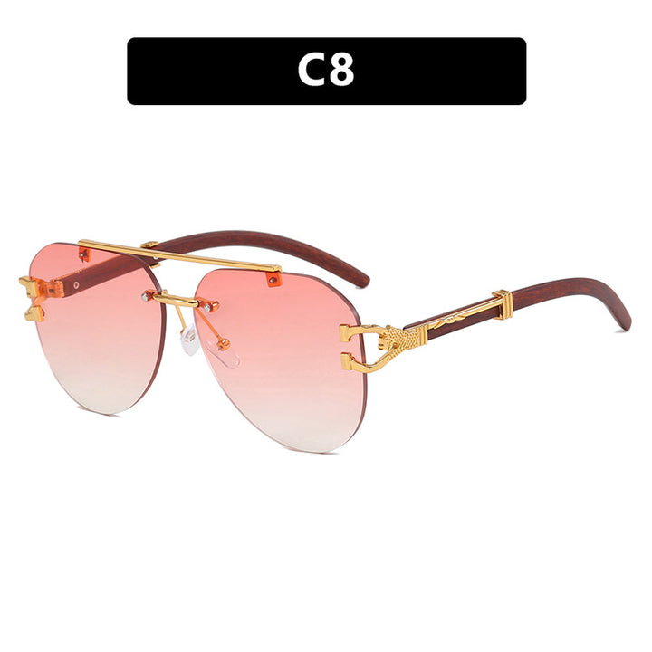 Ladies fashionable pilot sunglasses with luxurious metal accents and wood details Bowlift