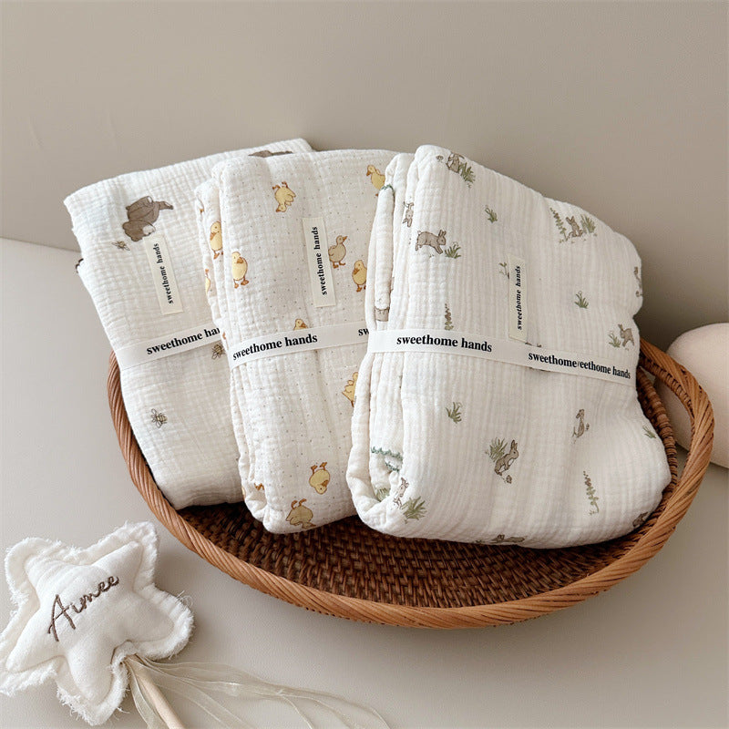 Unisex Mull blanket with cute bear design Bowlift