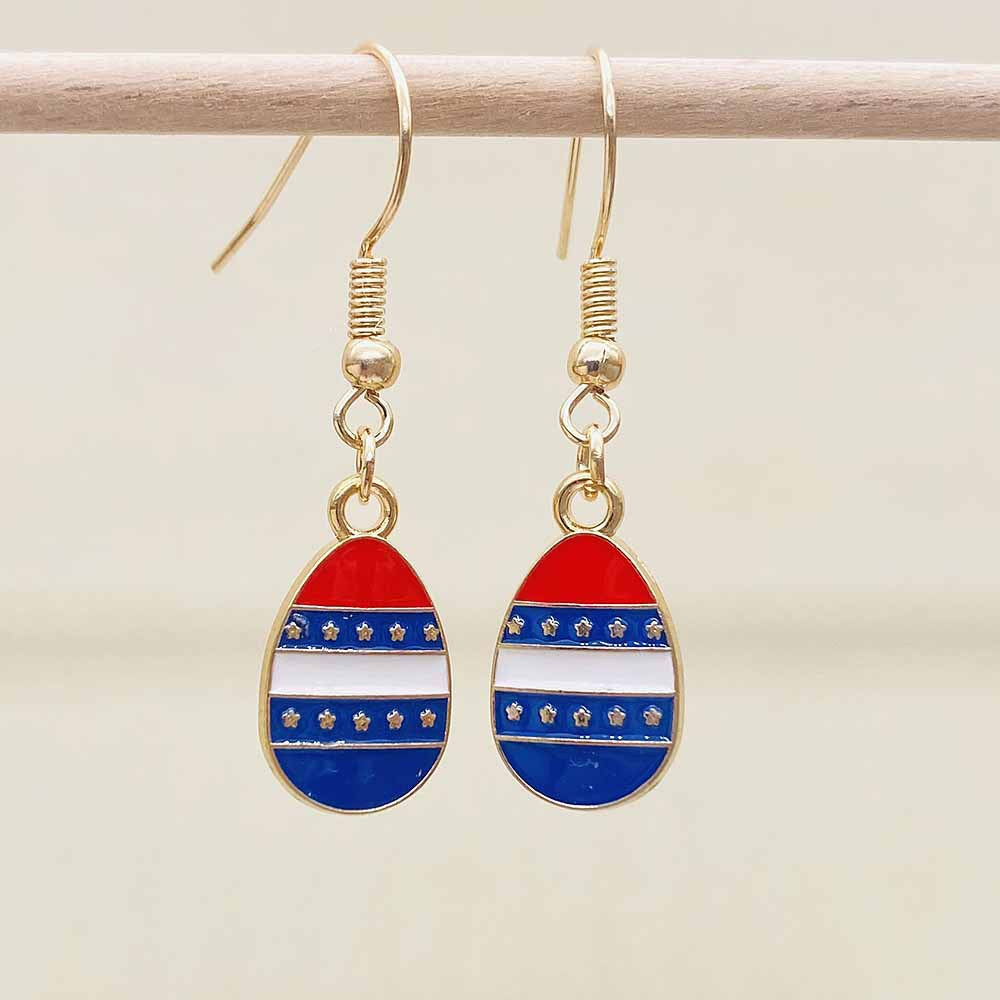 Women's filigree drop earrings with enameled flag pendants and metal hook closure Bowlift