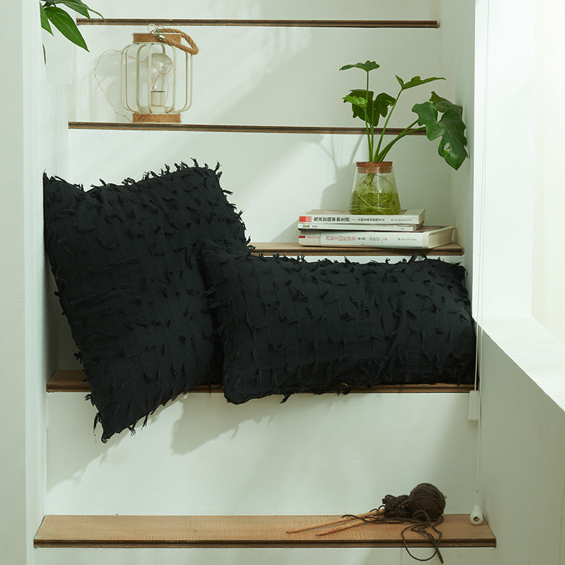 Textured Fringe Accent Pillow