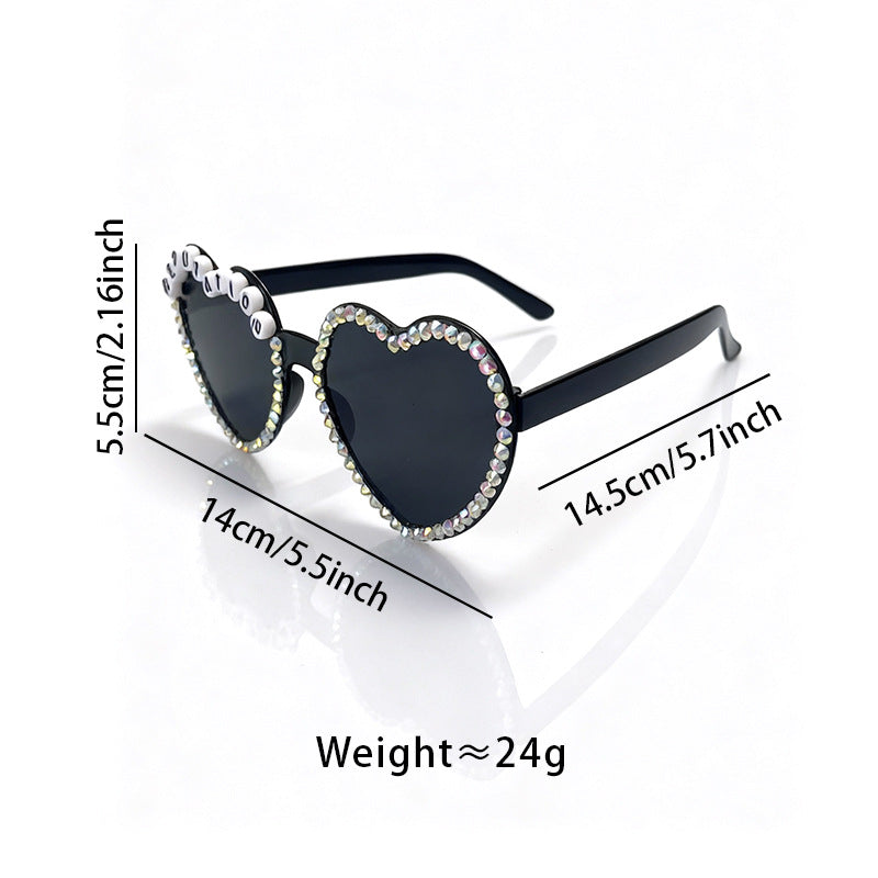 Heart-Shaped Rhinestone-Embellished Sunglasses Bowlift 1787141205