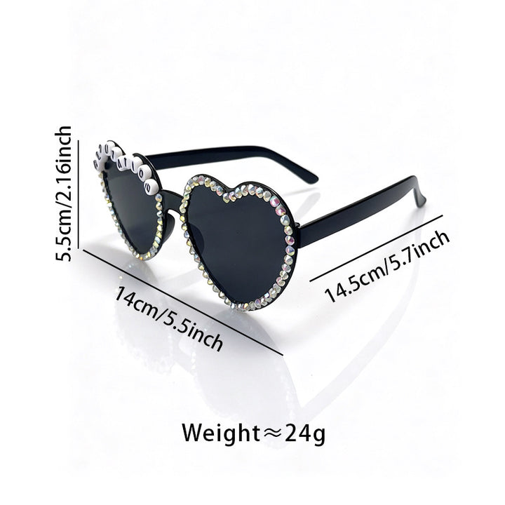 Heart-Shaped Rhinestone-Embellished Sunglasses Bowlift 1787141205
