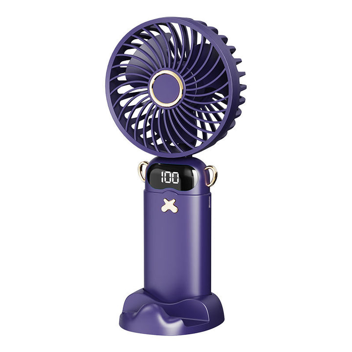 Cooling rechargeable handheld mini fan with digital battery display and cute desktop stand Bowlift