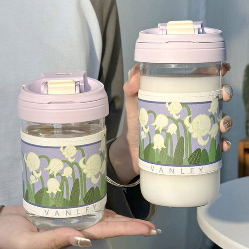 Ladies Insulated Drinking Cup with Elegant Floral Pattern Bowlift