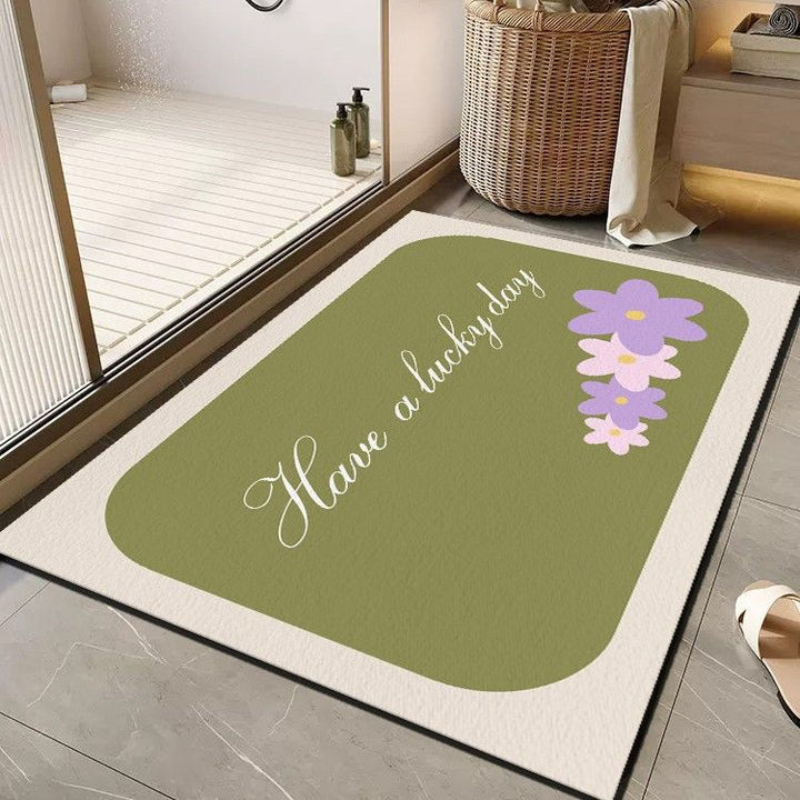Cheerful Floral Message Bath Mat Bowlift