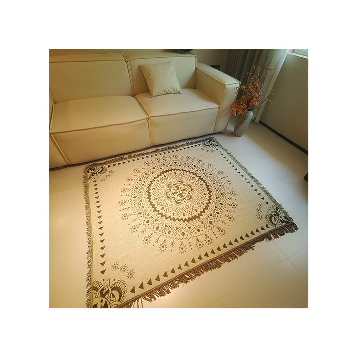 Ethnic Mandala-Inspired Decorative Throw Blanket