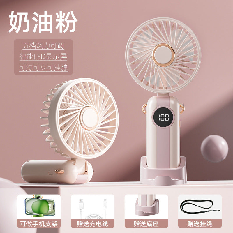 Unisex Portable Fan with Smart LED Display and Variable Speed Control Bowlift