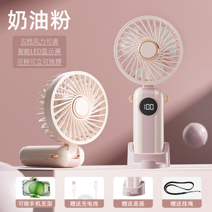 Unisex Portable Fan with Smart LED Display and Variable Speed Control Bowlift
