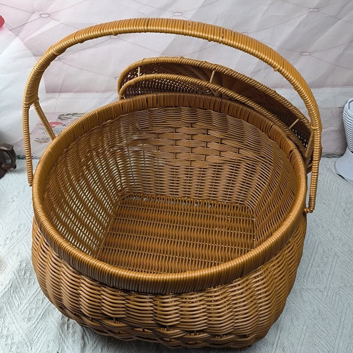 Lidded Woven Storage Basket Bowlift