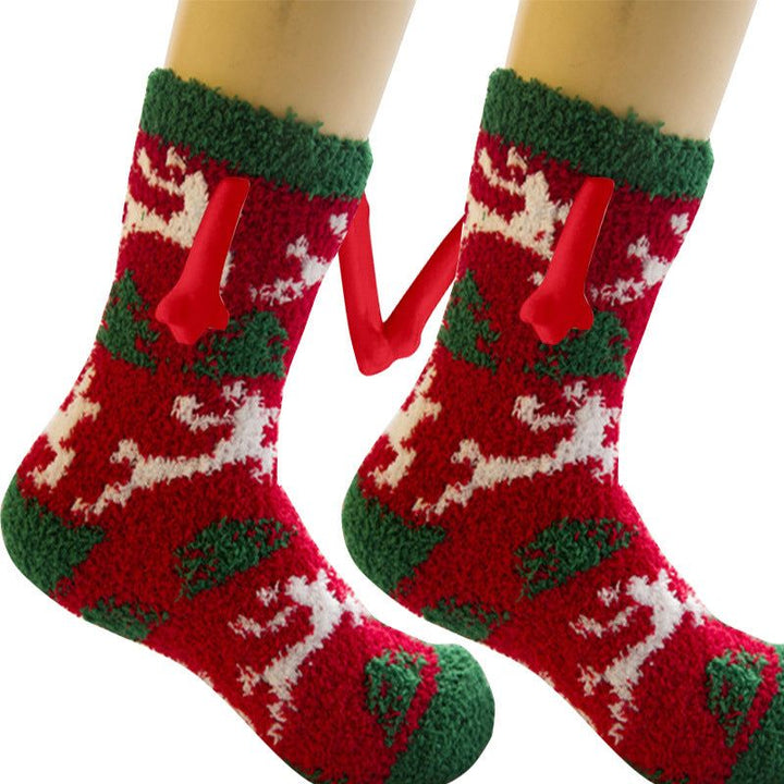 BowLift | Christmas Supplies Coral Fleece Tube Socks Warm Slipper Bed Socks Winter Soft Warm Slipper