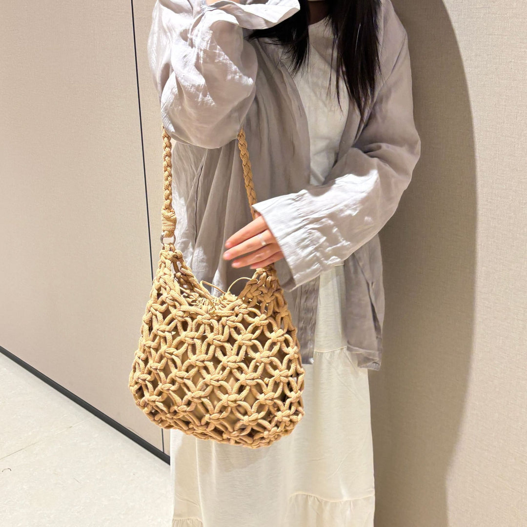 Hand-knotted Woven Shoulder Bag Bowlift