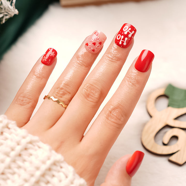 Artificial Nails with Festive Christmas Design Bowlift