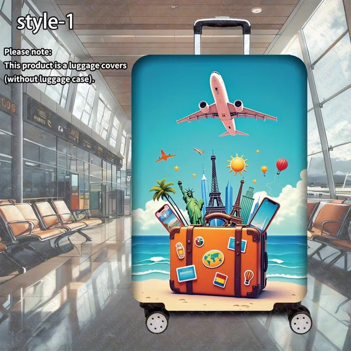 Unisex luggage cover with creative world travel motif Bowlift