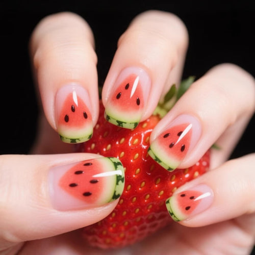Watermelon-Themed Nail Art Bowlift