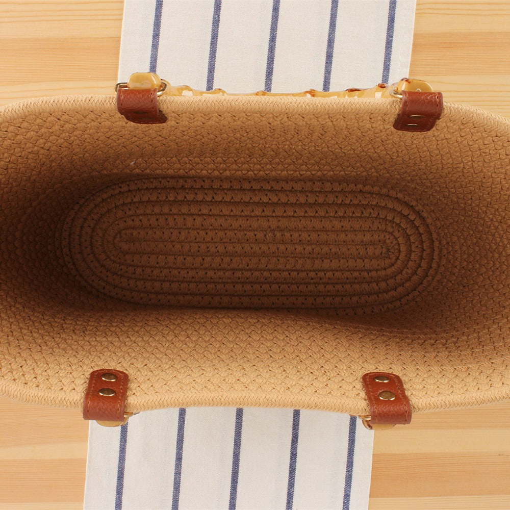 Elegant basket bag with bamboo handles Bowlift