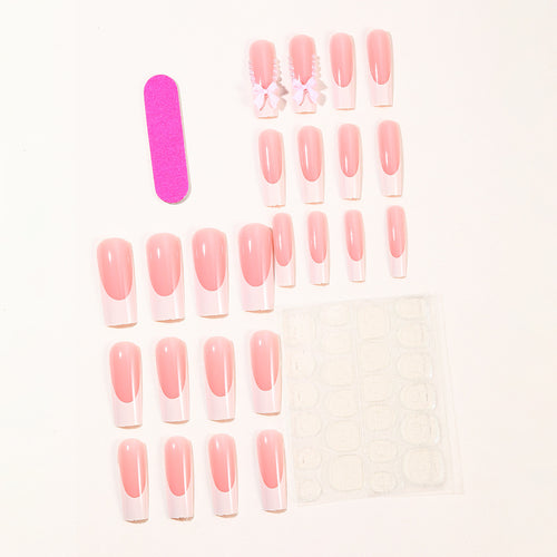 Elegant Stiletto Nail Art Extensions with Pearl and Bow Accents Bowlift