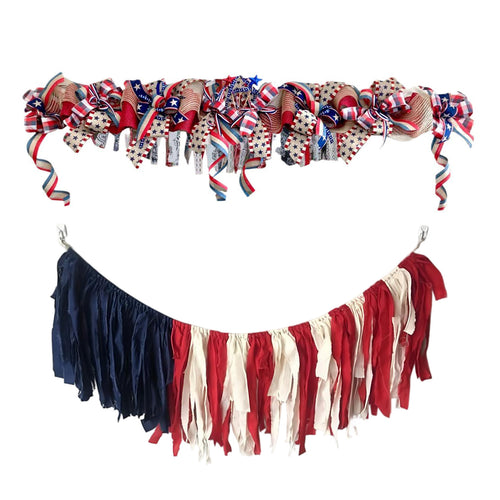 Unisex decorative garland made of jute and bows with star applications 90cm Bowlift