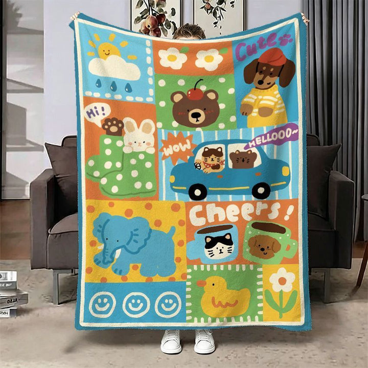 Cartoon-Themed Cozy Fleece Throw Blanket
