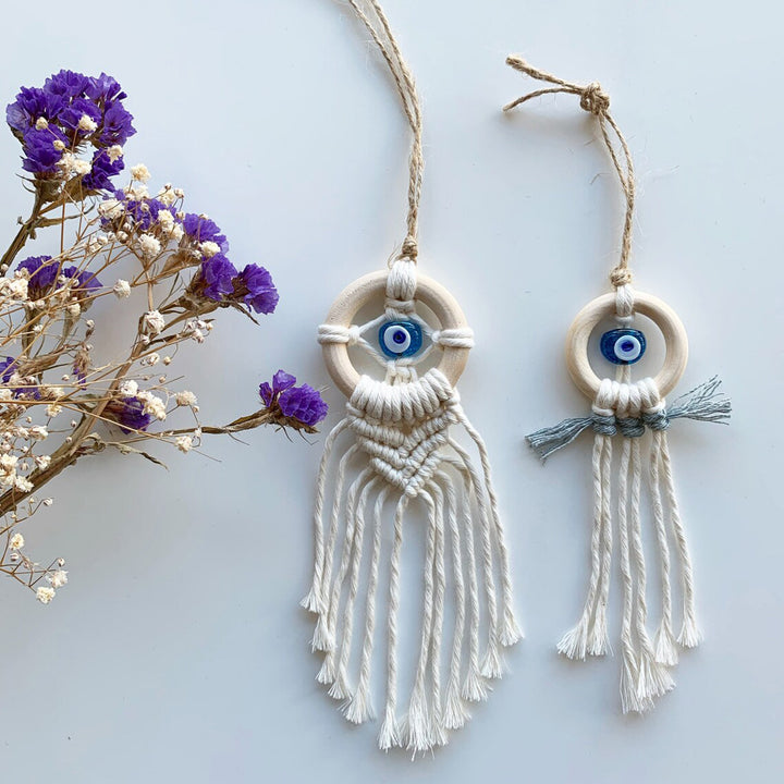 Decorative Macrame Wall Hanging with Evil Eye Design Bowlift