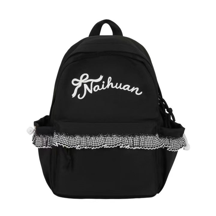 Embroidered Ruffled Backpack Bowlift