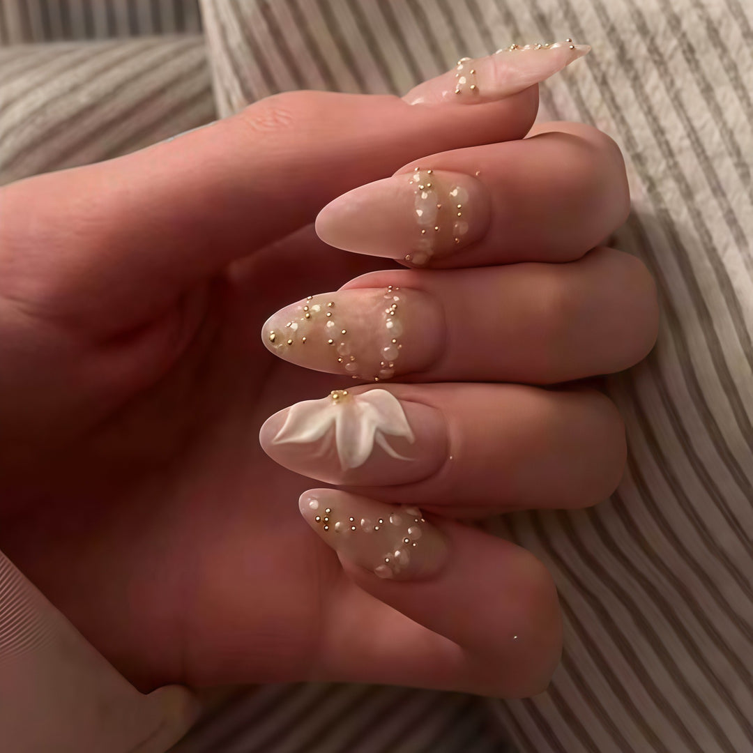 Elegant Floral Nail Enhancements Bowlift