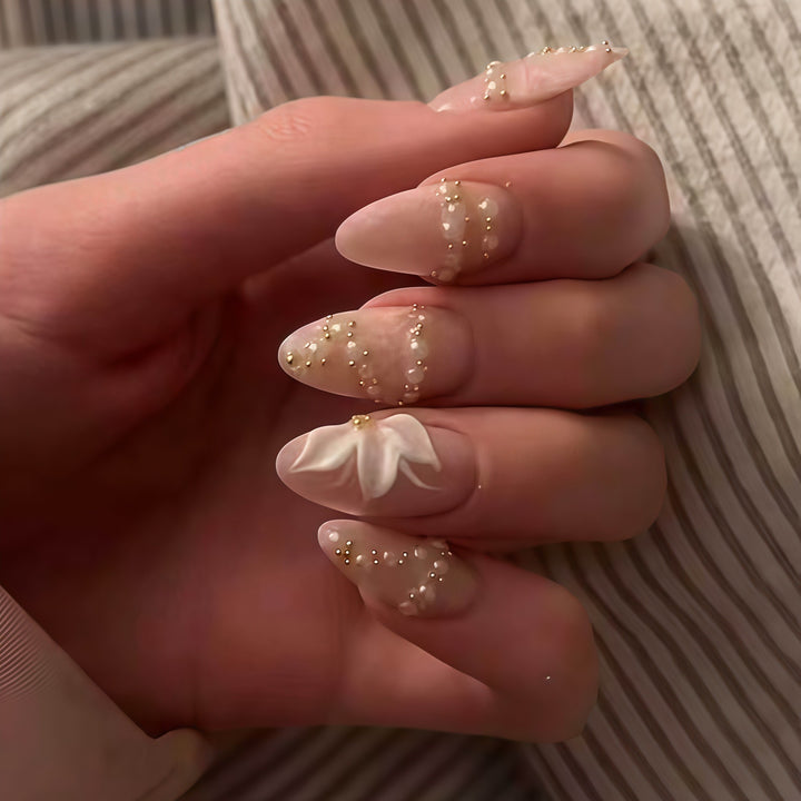 Elegant Floral Nail Enhancements Bowlift