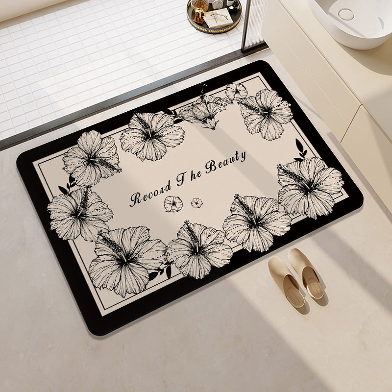 Floral Print Bath Mat Bowlift