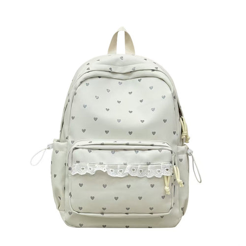 Heart-Print Casual Backpack Bowlift