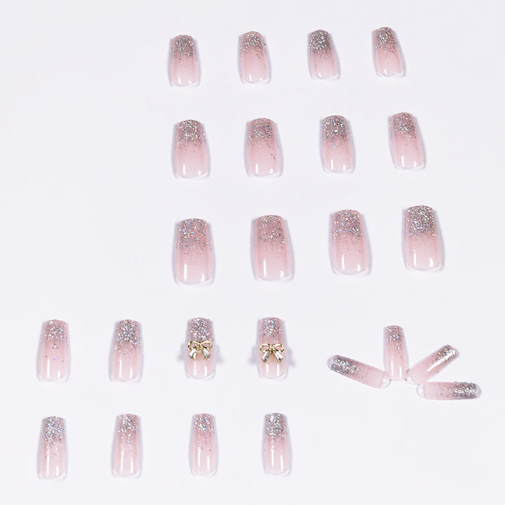 Artful Nail Extensions with Glitter and Decoration Bowlift