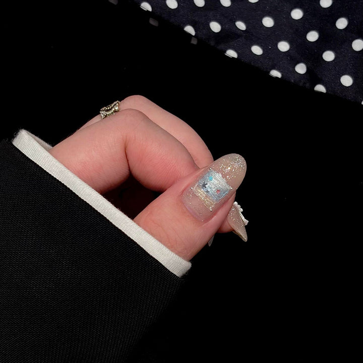 Acrylic Nail Set with Dreamy Glitter and Pearl Designs Bowlift