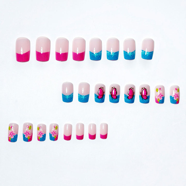 Artificial nails with creative flower and butterfly design Bowlift