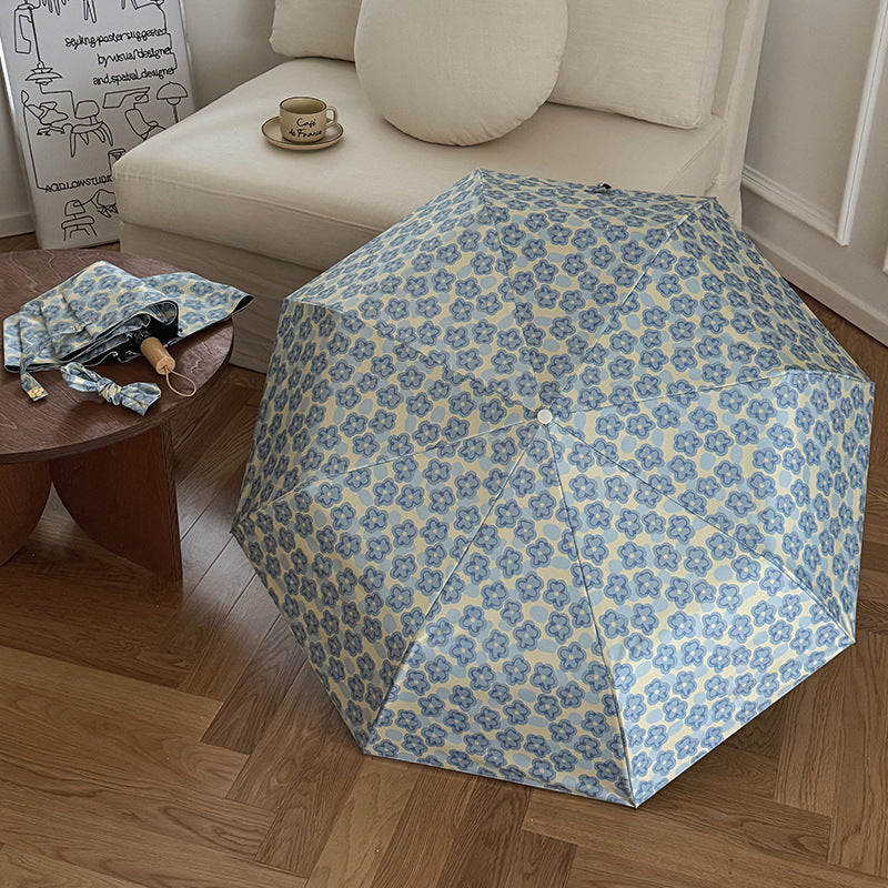 Ladies Collapsible Umbrella with Elegant Floral Pattern Bowlift