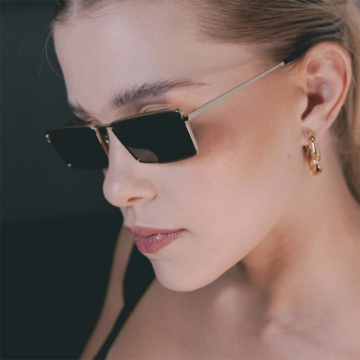 Women square sunglasses with metallic frame and comfortable nose pad Bowlift