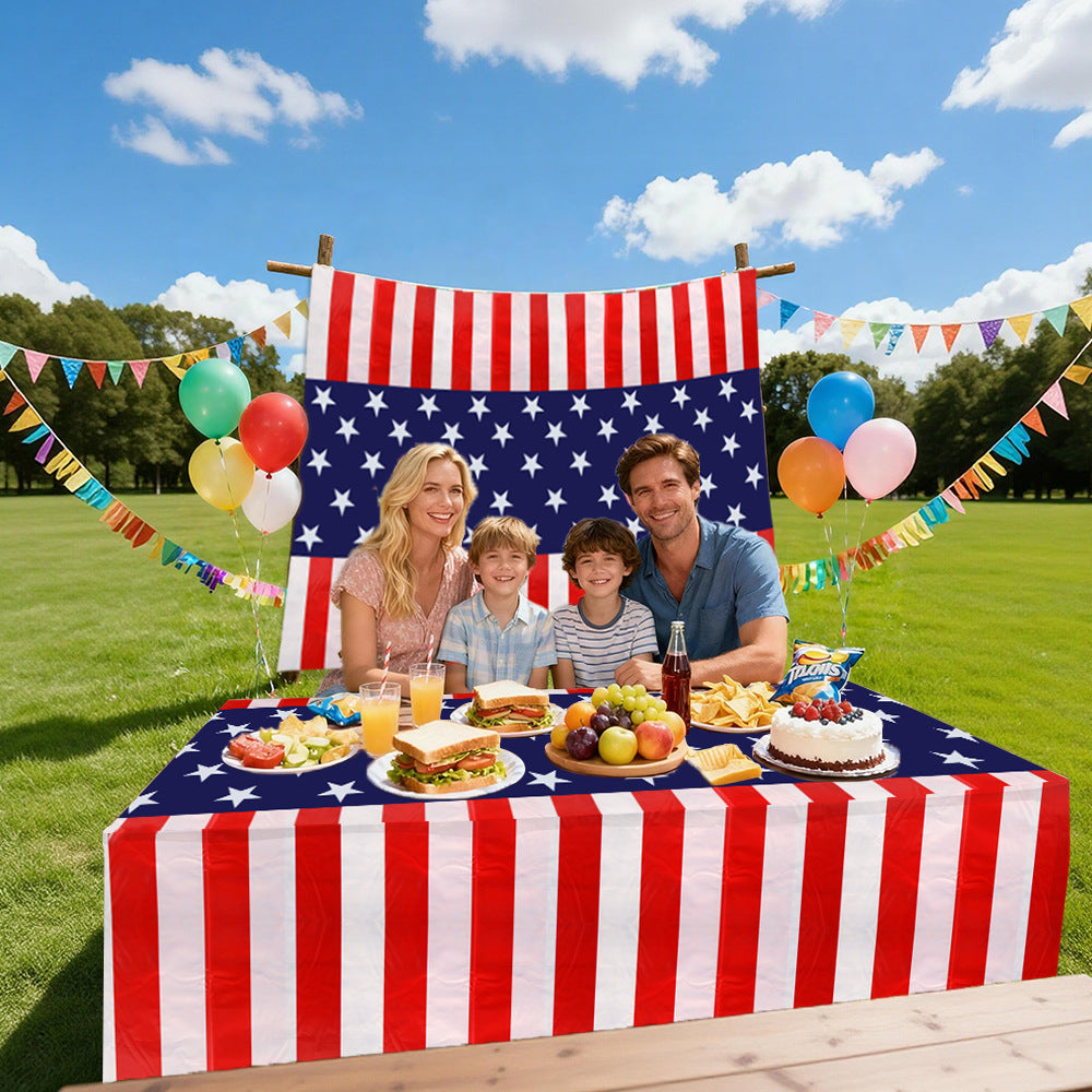Unisex non-large waterproof party tablecloth with star stripe motif Bowlift