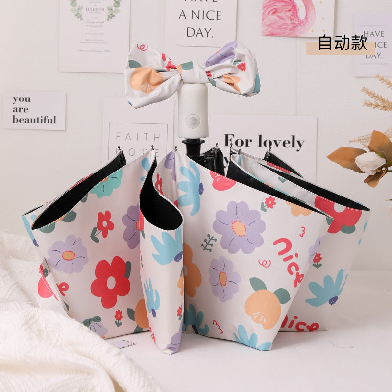 Women's Foldable Umbrella with Colorful Floral Patterns Bowlift